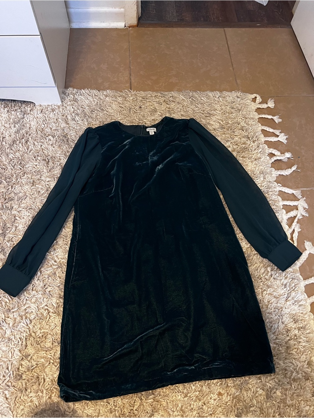 Long Sleeve Velvet Shift Dress